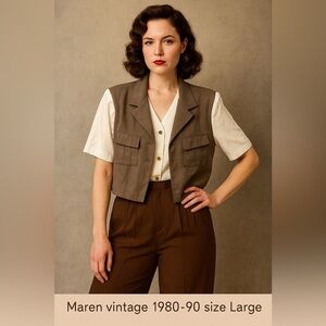 Vintage 80-90s Maren Blouse with Attached Vest very Indiana Jones vibe size L